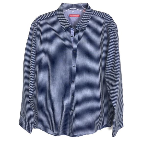 Saks Fifth Avenue Other - Saks Fifth Avenue men's long blue plaid shirt 2XL